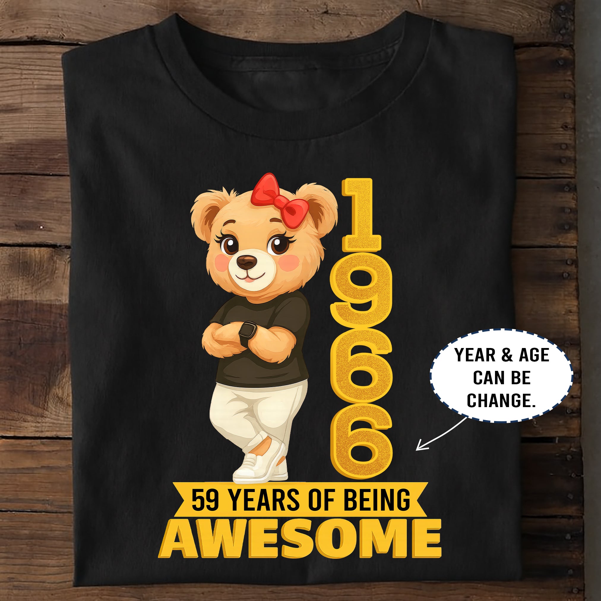 Personalized Birthday T-Shirt – Chilling Bear 59 Years Of Being Awesome Custom Year & Age 1966 years – Unique Birthday Gifts - Birthday Gift Ideas
