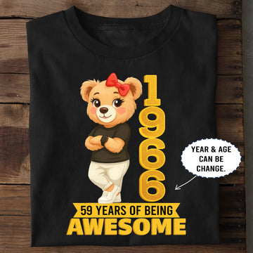 Personalized Birthday T-Shirt – Chilling Bear 59 Years Of Being Awesome Custom Year & Age 1966 years – Unique Birthday Gifts - Birthday Gift Ideas