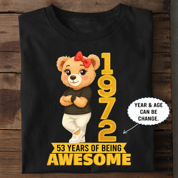 Personalized Birthday T-Shirt – Chilling Bear 53 Years Of Being Awesome Custom Year & Age 1972 years – Unique Birthday Gifts - Birthday Gift Ideas