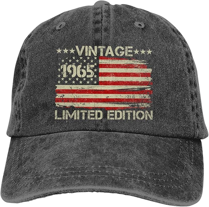Personalized Birthday Name - American Flag Vintage 1965 Cap Embroidery - Birthday Gift Ideas