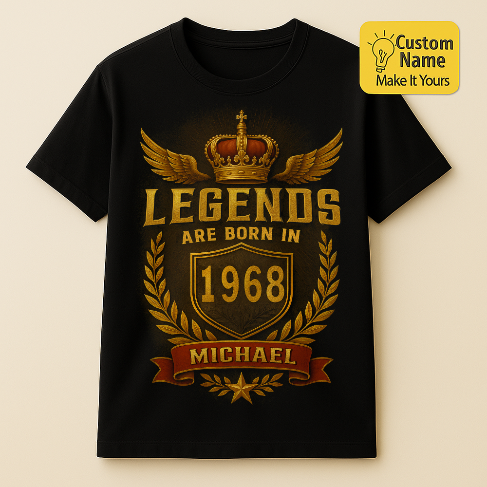 Personalized Birthday T-Shirt – Legends Are Born In Custom name 1968 years  – Unique Birthday Gifts - Birthday Gift Ideas