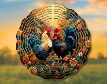 Country Roosters Wind Spinner, Chickens Wind Spinner Sublimation Design