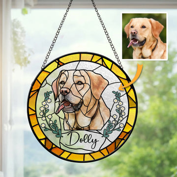 Custom Pet Portrait Stained - Personalized Suncatcher Ornament