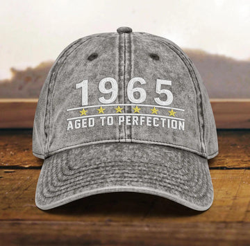Personalized Birthday Name - 1965 Aged to Perfection Cap Embroidery - Birthday Gift Ideas