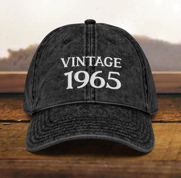 Personalized Birthday Name - Classic Vintage 1965 Black Cap Embroidery - Birthday Gift Ideas