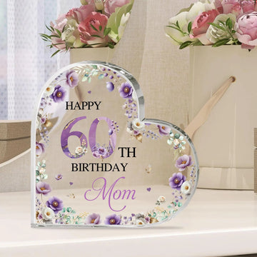 Personalized Birthday – Personalized 60th Birthday Anniversary Heart Acrylic Plaque - Birthday Gift Ideas
