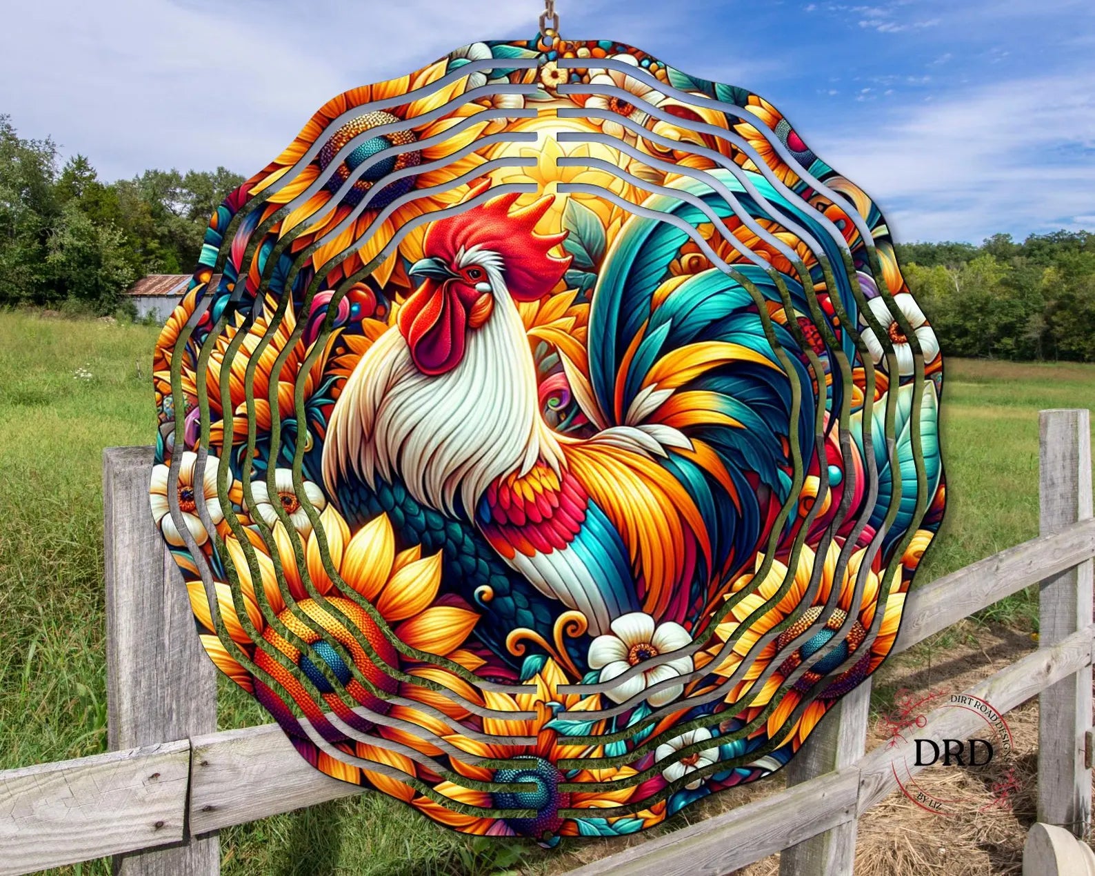 Rooster Wind Spinner Design, Wind Spinner Sublimation, Sunflower Wind Spinner