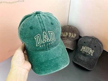 Personalized Dad Embroidered Hat | Custom Grandpa Hat with Est Year | Vintage Baseball Cap for New Dad | Father's Day Gift for Dad, Papa