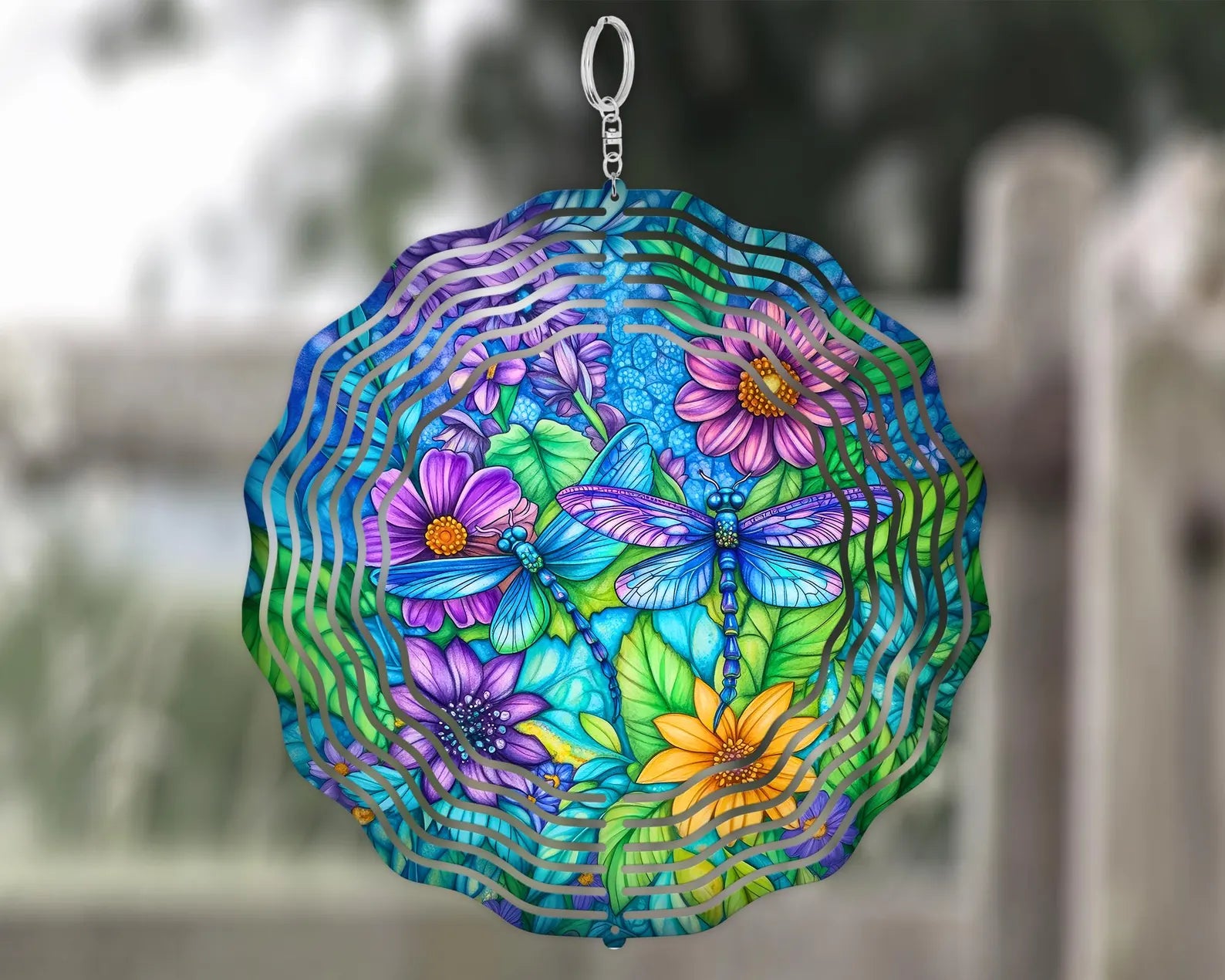 Dragonfly Wind Spinner: 3D Aluminum Garden Sculpture