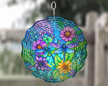 Dragonfly Wind Spinner: 3D Aluminum Garden Sculpture