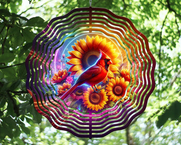 Cardinal Wind Spinner Sublimation Design: Sunflower Garden Art