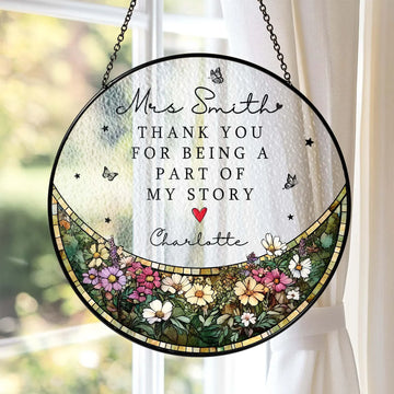 Thank You Gift For Teacher Stained Glass - Personalized Suncatcher Ornament