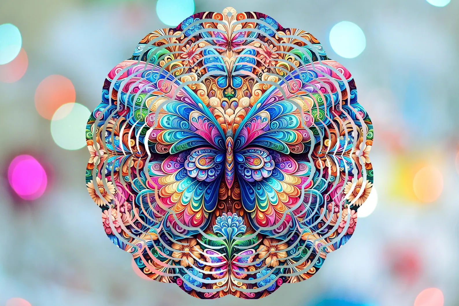 Butterfly Wind Spinner Sublimation Designs, Colorful Neon Trendy WindSpinner