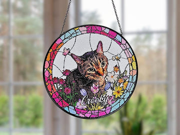 Pet Portrait Custom Photo Stained Glass - Personalized Suncatcher Ornament