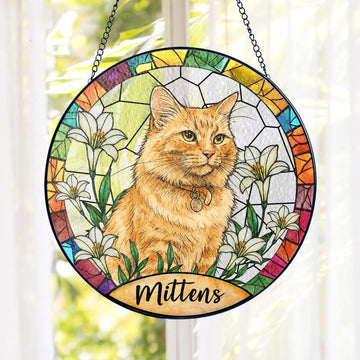 Cat Memorial Stained Glass - Personalized Suncatcher Ornament
