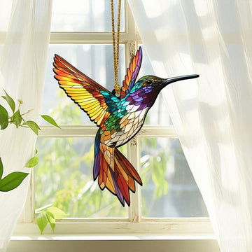 Hummingbird Crystal Stained Glass - Personalized Suncatcher Ornament