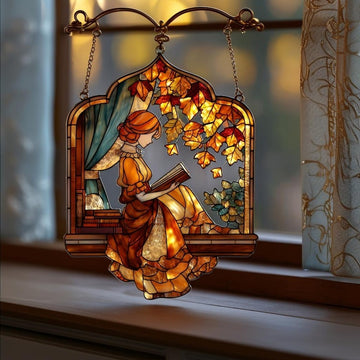 Book Lover Stained Glass - Personalized Suncatcher Ornament