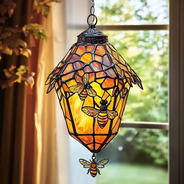 Beehive Lantern Stained Glass - Personalized Suncatcher Ornament