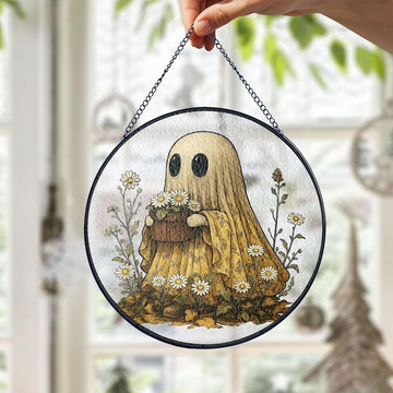 Daisy Ghost Plant Stained Glass - Personalized Suncatcher Ornament