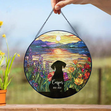 Dog Memorial Cool Stained Glass - Personalized Suncatcher Ornament