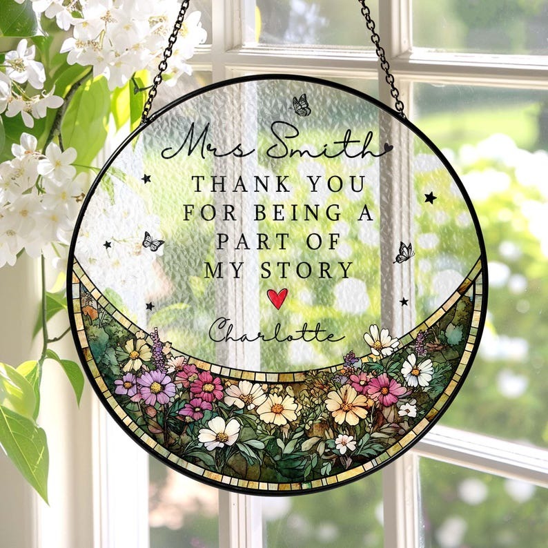 Thank You Gift For Teacher Stained Glass - Personalized Suncatcher Ornament