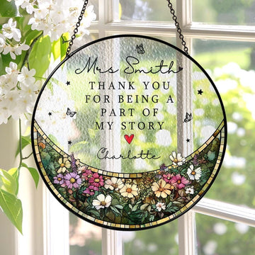 Thank You Gift For Teacher Stained Glass - Personalized Suncatcher Ornament