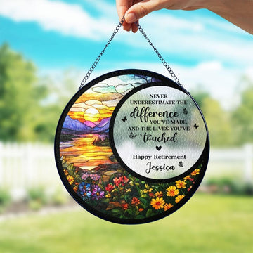Floral Retirement Stained Glass - Personalized Suncatcher Ornament