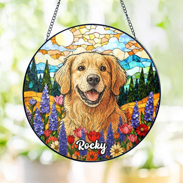 Dog Memorial Stained Glass - Personalized Suncatcher Ornament