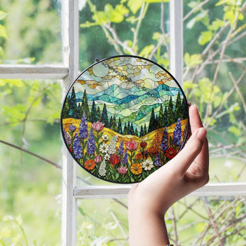 Mountain Wildflower Stained Glass - Personalized Suncatcher Ornament