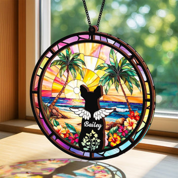 Cat Loss Memorial Stained Glass - Personalized Suncatcher Ornament
