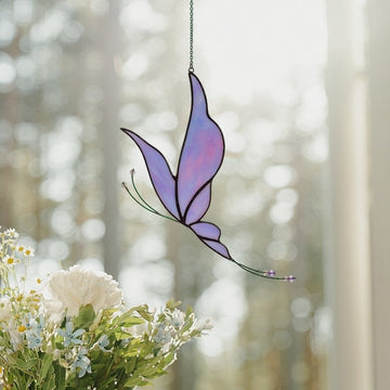Butterfly Lover Stained Glass - Personalized Suncatcher Ornament