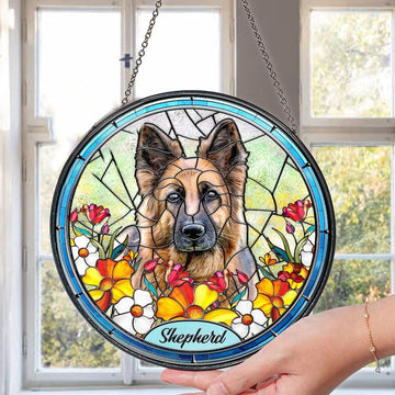 Pet Portrait Lover Custom Photo Stained Glass - Personalized Suncatcher Ornament