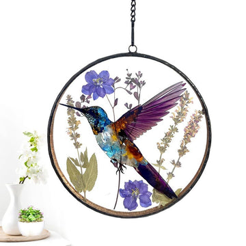 Real Pressed Dried Flower Stained Glass - Personalized Suncatcher Ornament