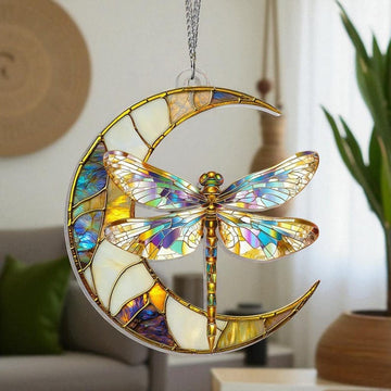 Dragonfly Crystal Stained Glass - Personalized Suncatcher Ornament