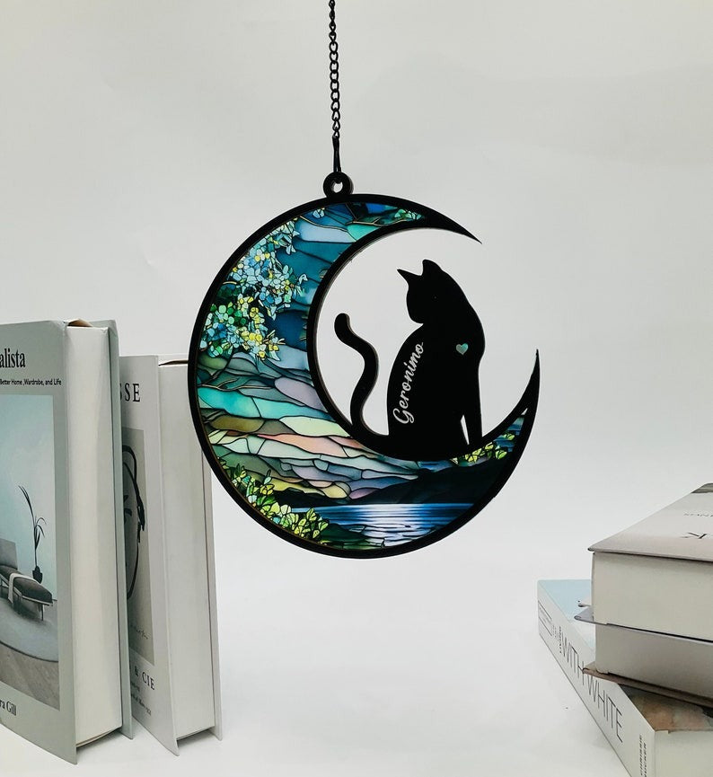 Cat Memorial Stained Glass - Personalized Suncatcher Ornament