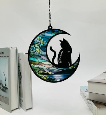 Cat Memorial Stained Glass - Personalized Suncatcher Ornament